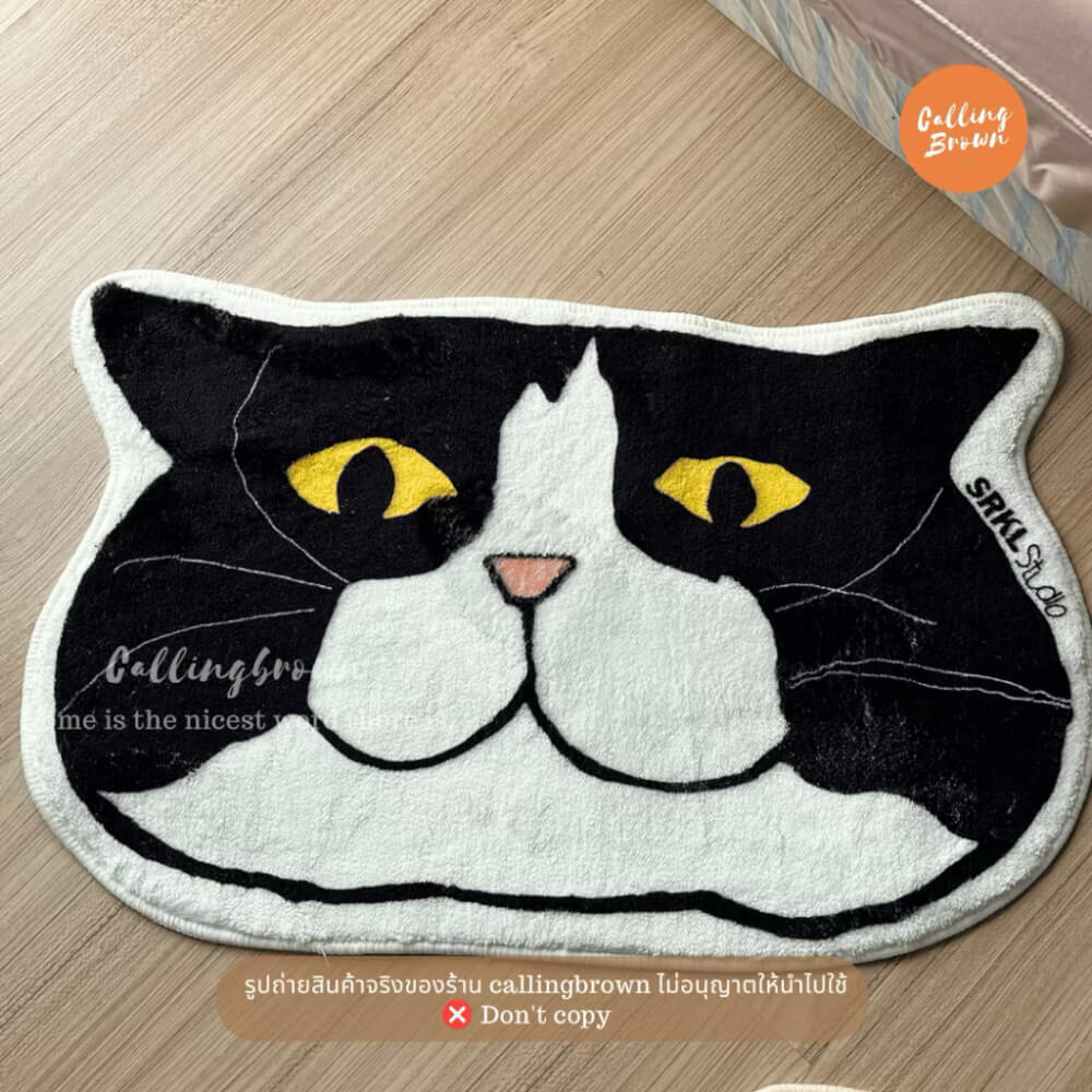 พรม CALLINGBROWN ขนาด 60X44 ซม. รูปแมว สีขาวดำ